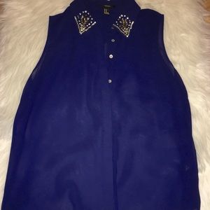 Embellished sheer sleeveless blouse